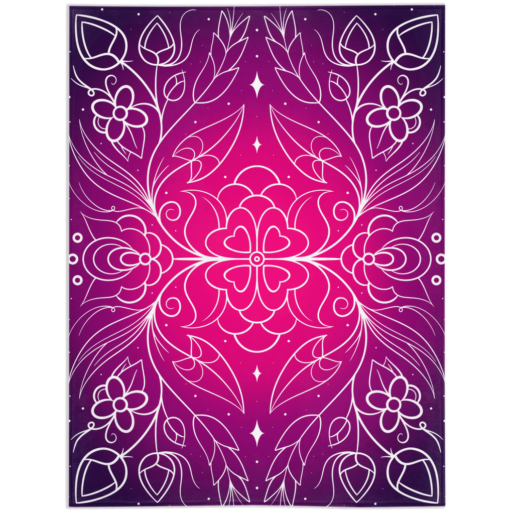 Cosmic Ojibwe Floral Minky Blanket - Bizaanide'ewin