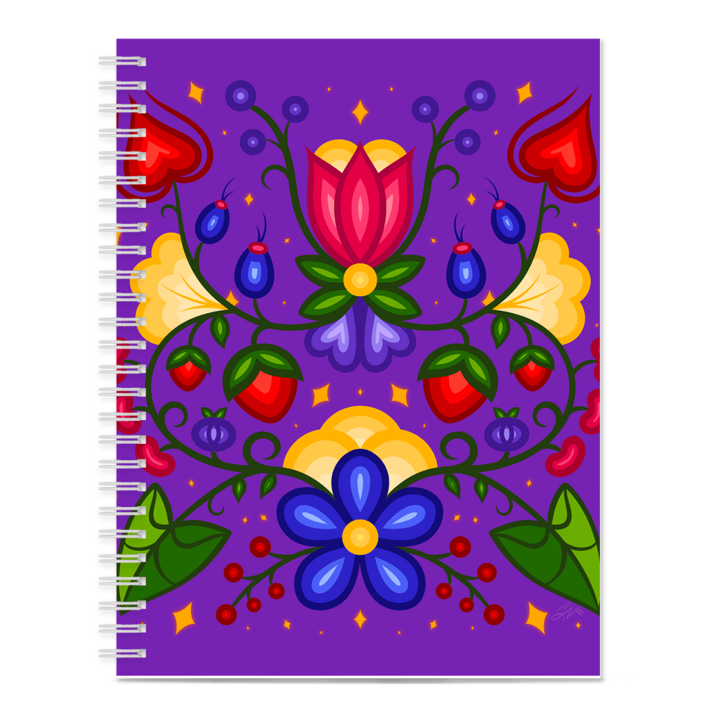 Notebook - Purple Ojibwe Floral Print - Bizaanide'ewin