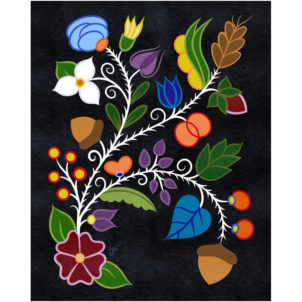 Ojibwe Floral Beadwork Print- 16x20
