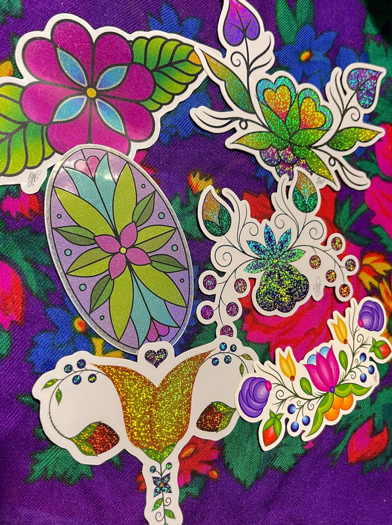 Flash Style Pink Ojibwe Floral Sticker - Bizaanide'ewin