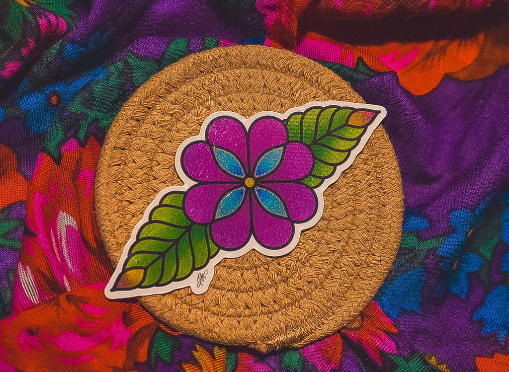 Flash Style Pink Ojibwe Floral Sticker - Bizaanide'ewin