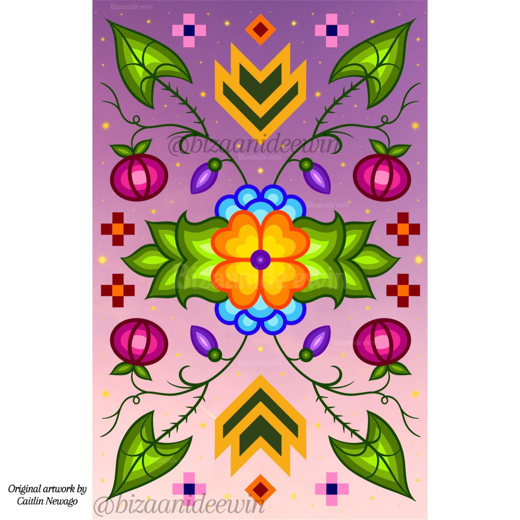 Ojibwe Floral Blank Folded Greeting Cards - Bizaanide'ewin
