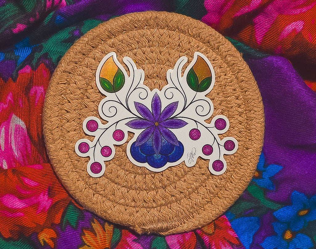 Pink Berries Ojibwe Floral Sticker - Bizaanide'ewin