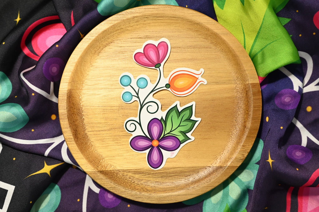 Sunset Ojibwe Floral Sticker - Bizaanide'ewin