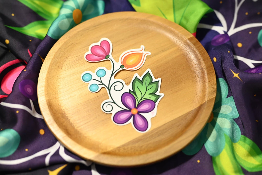 Sunset Ojibwe Floral Sticker - Bizaanide'ewin