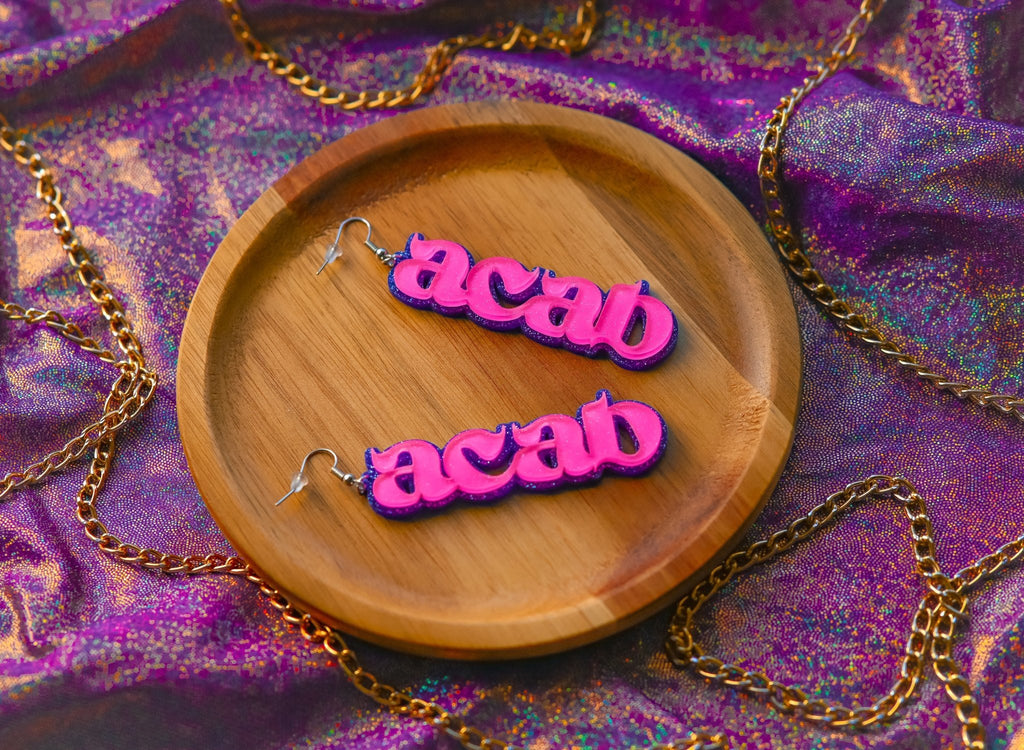 ACAB Earrings- Pink/Purple - Bizaanide'ewin Beadwork & Supplies