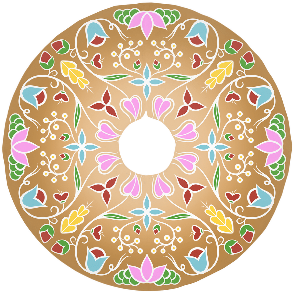 Gingerbread Floral Christmas Tree Skirt - Bizaanide'ewin