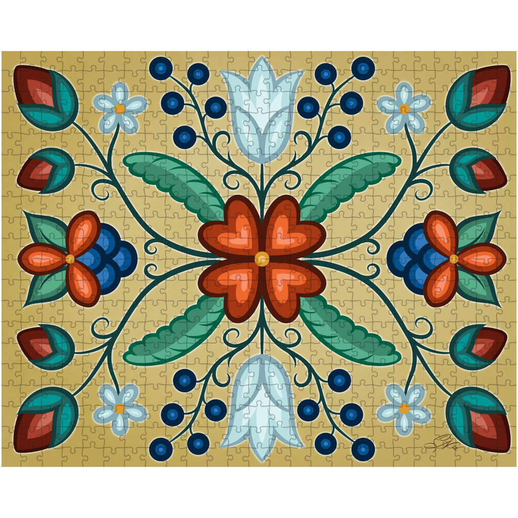 Holiday Ojibwe Floral 520 Piece Puzzle - Bizaanide'ewin