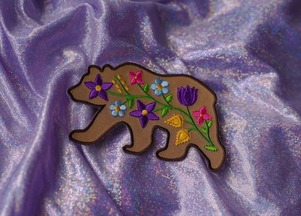 Iron-On Patch- Floral Bear - Bizaanide'ewin