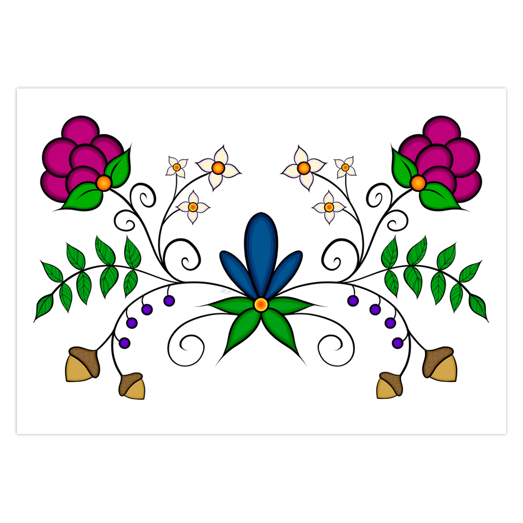 Ojibwe Floral Blank Folded Greeting Cards (5 Pack) - Bizaanide'ewin