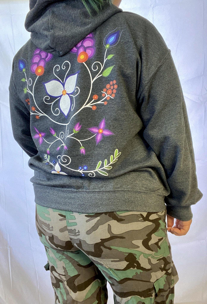 Ojibwe Floral Pullover Hoodie - Bizaanide'ewin Beadwork & Supplies