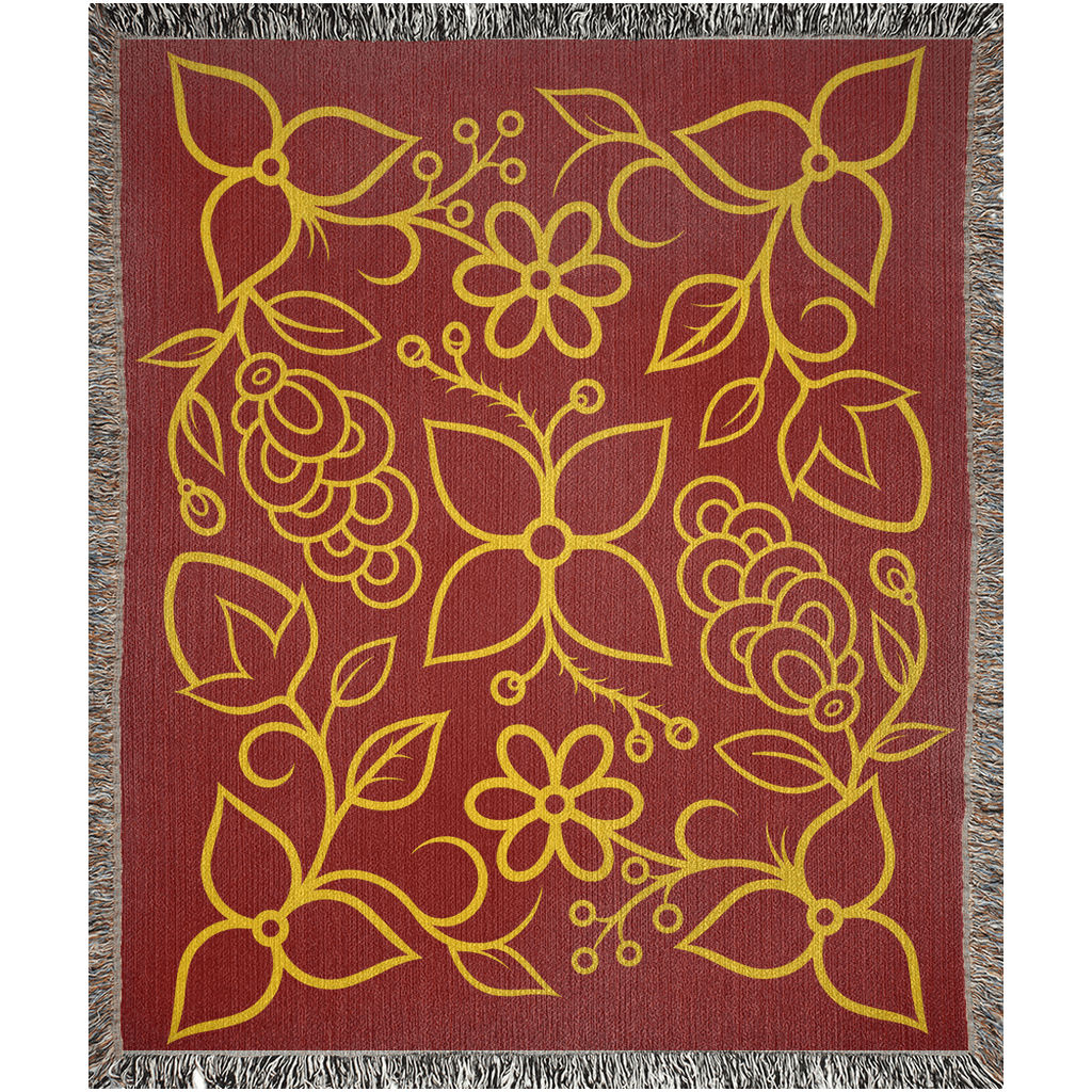 Ojibwe Floral Woven Blanket - Bizaanide'ewin Beadwork & Supplies