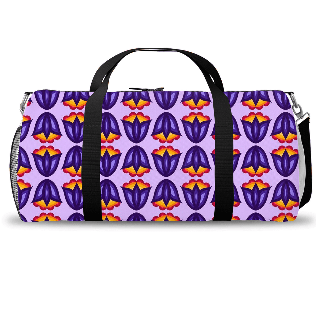 Purple Floral Pattern Duffle Bag – Bizaanide'ewin