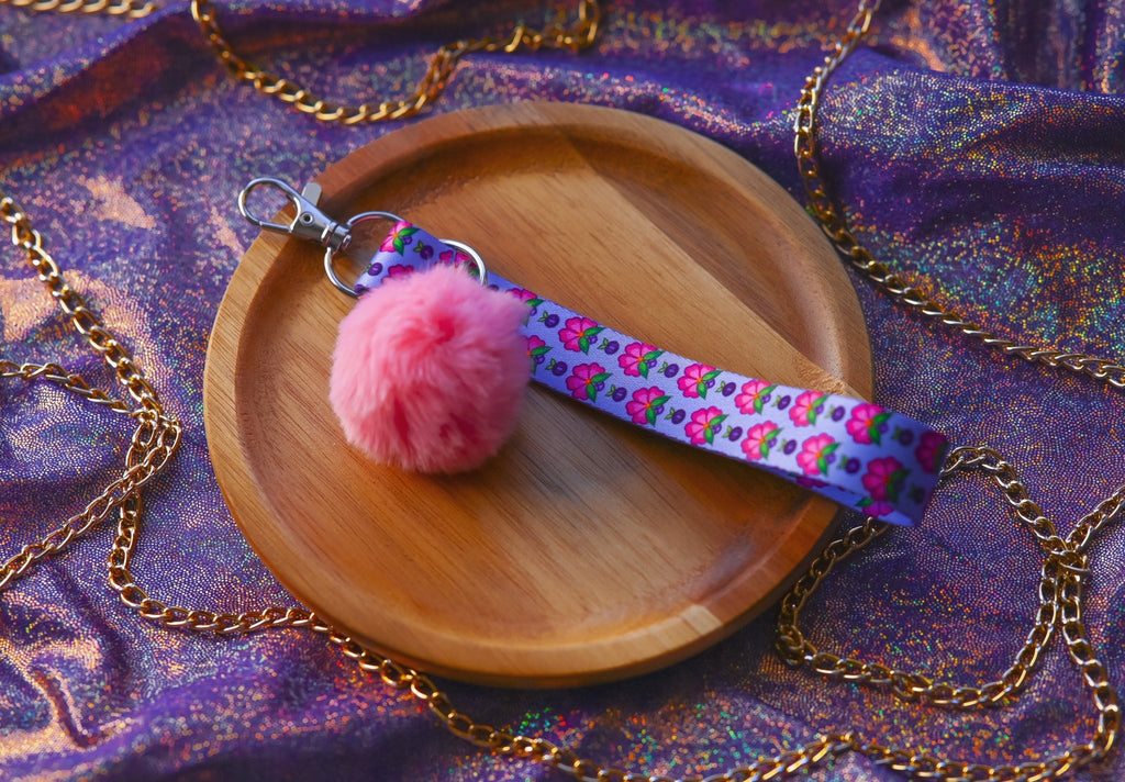 Purple Ojibwe Floral Keychain - Bizaanide'ewin Beadwork & Supplies