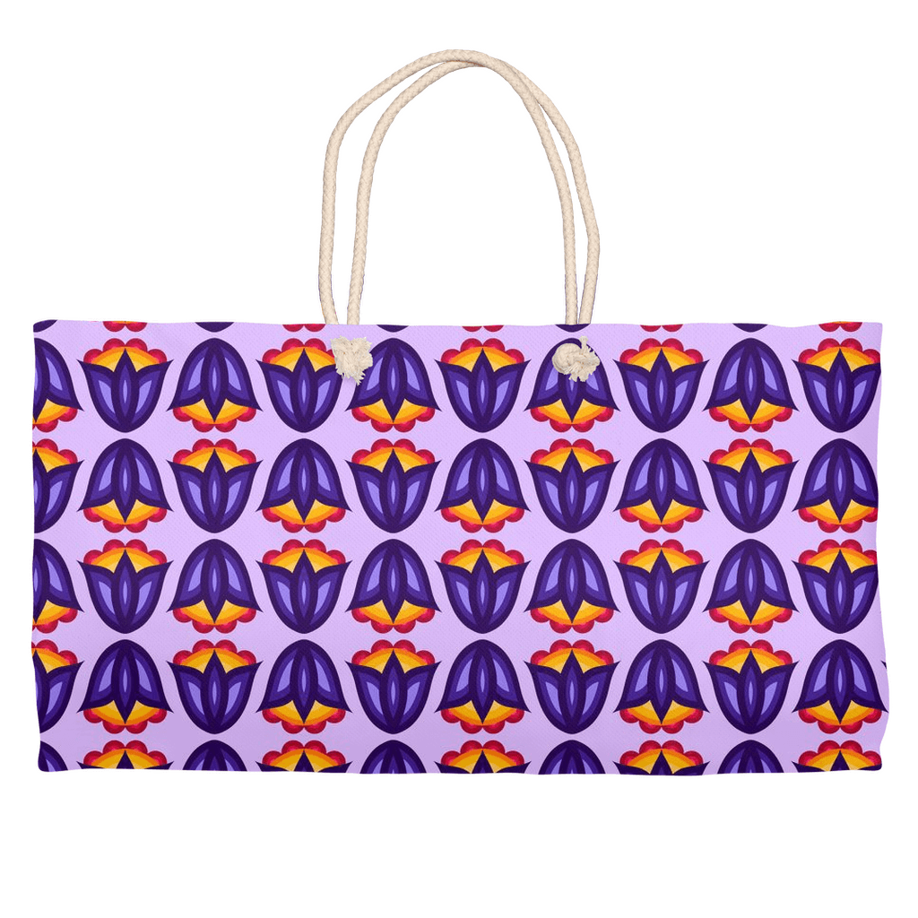 Purple Ojibwe Floral Pattern Large Weekender Tote - Bizaanide'ewin Beadwork & Supplies