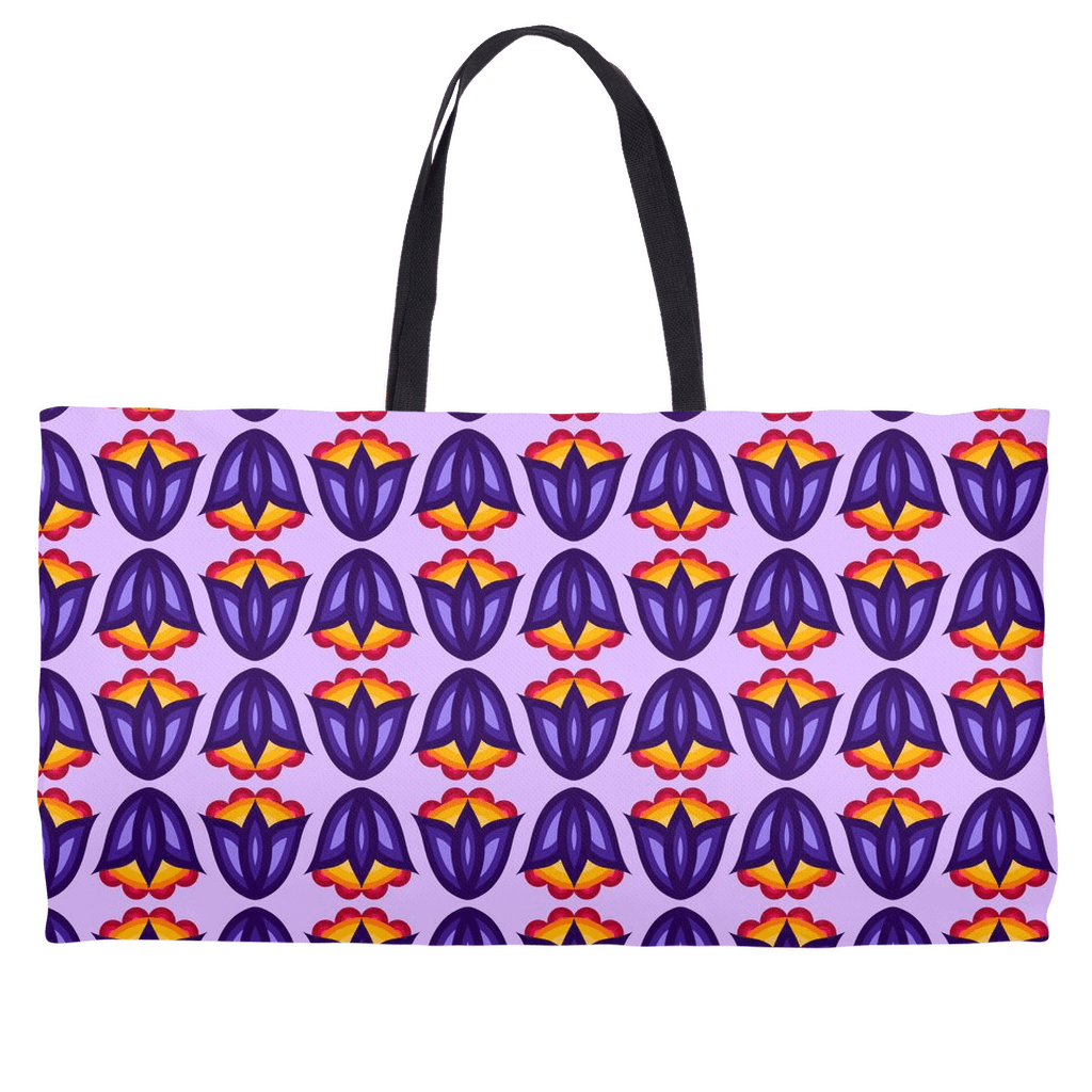 Purple Ojibwe Floral Pattern Large Weekender Tote - Bizaanide'ewin Beadwork & Supplies