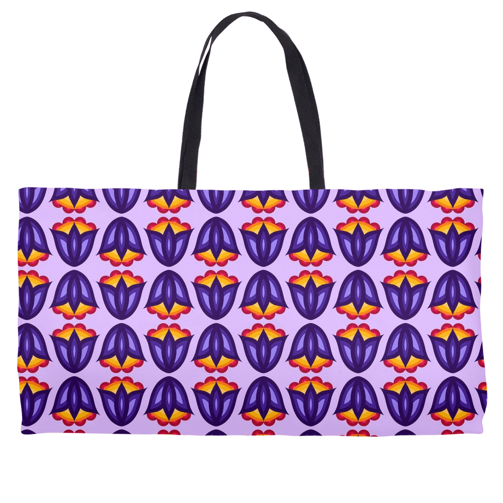 Purple Ojibwe Floral Pattern Large Weekender Tote - Bizaanide'ewin Beadwork & Supplies