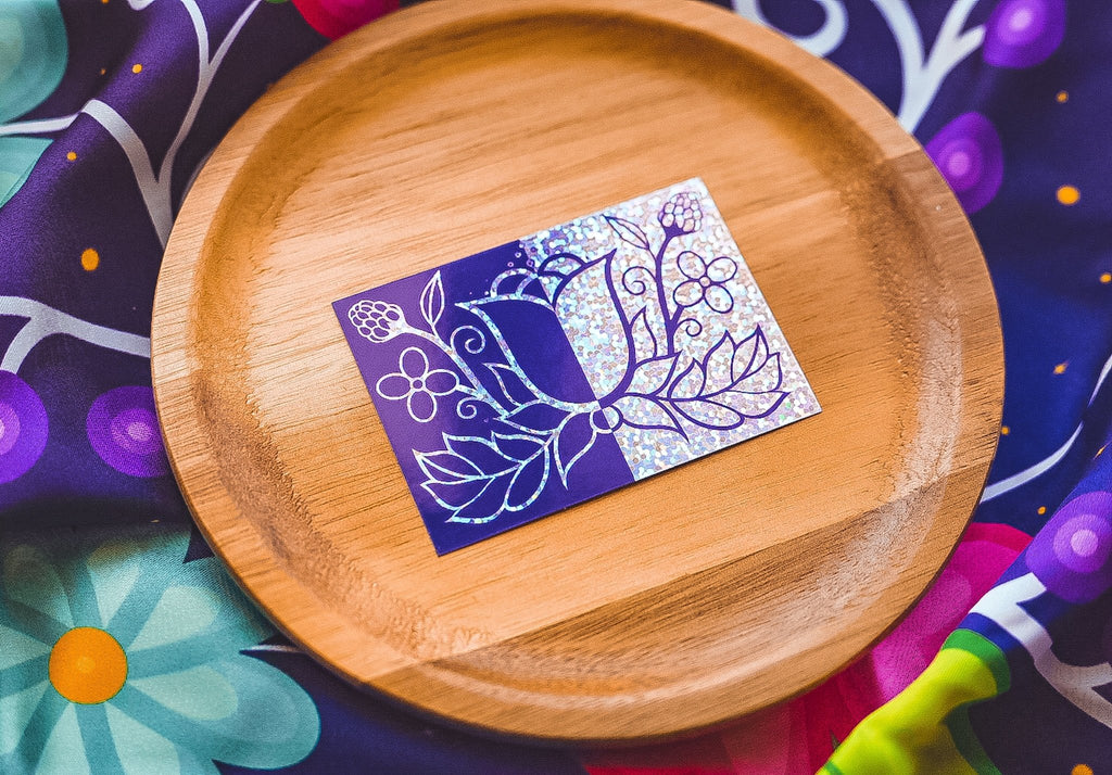 Purple Ojibwe Floral Pattern Sticker - Bizaanide'ewin