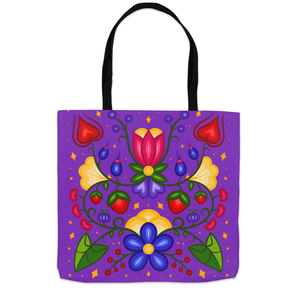 Purple Ojibwe Floral Tote Bag - Bizaanide'ewin