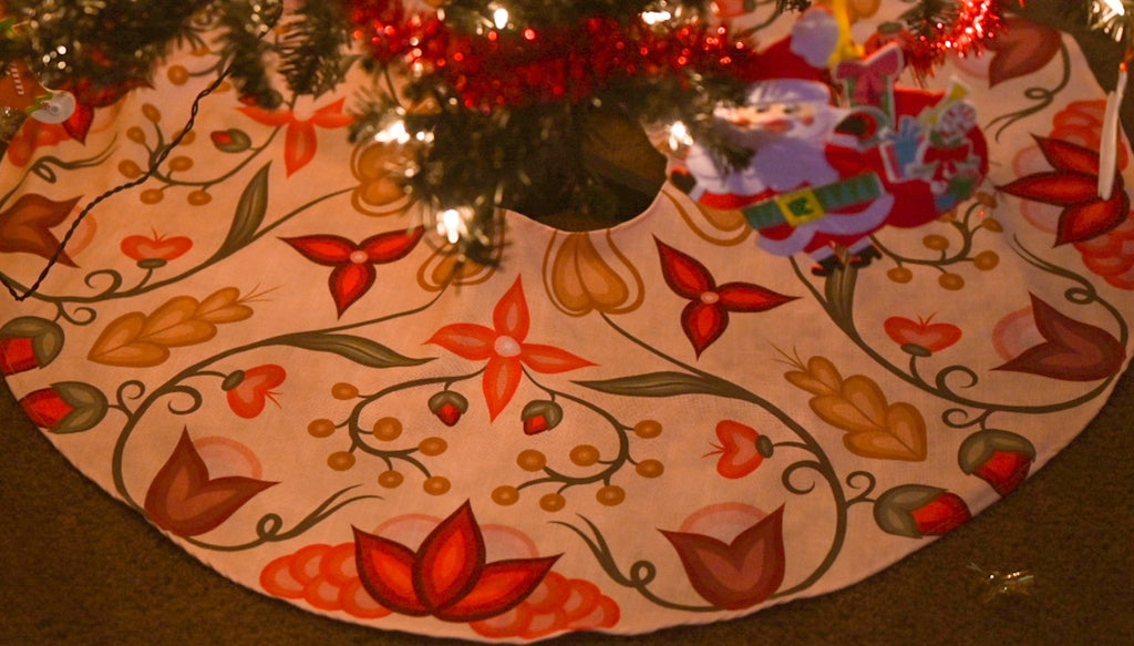 Warm & Cozy Ojibwe Floral Tree Skirt - Bizaanide'ewin