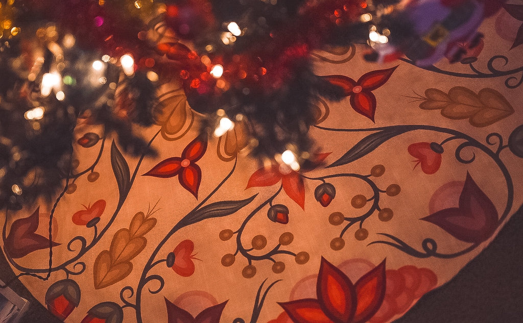 Warm & Cozy Ojibwe Floral Tree Skirt - Bizaanide'ewin
