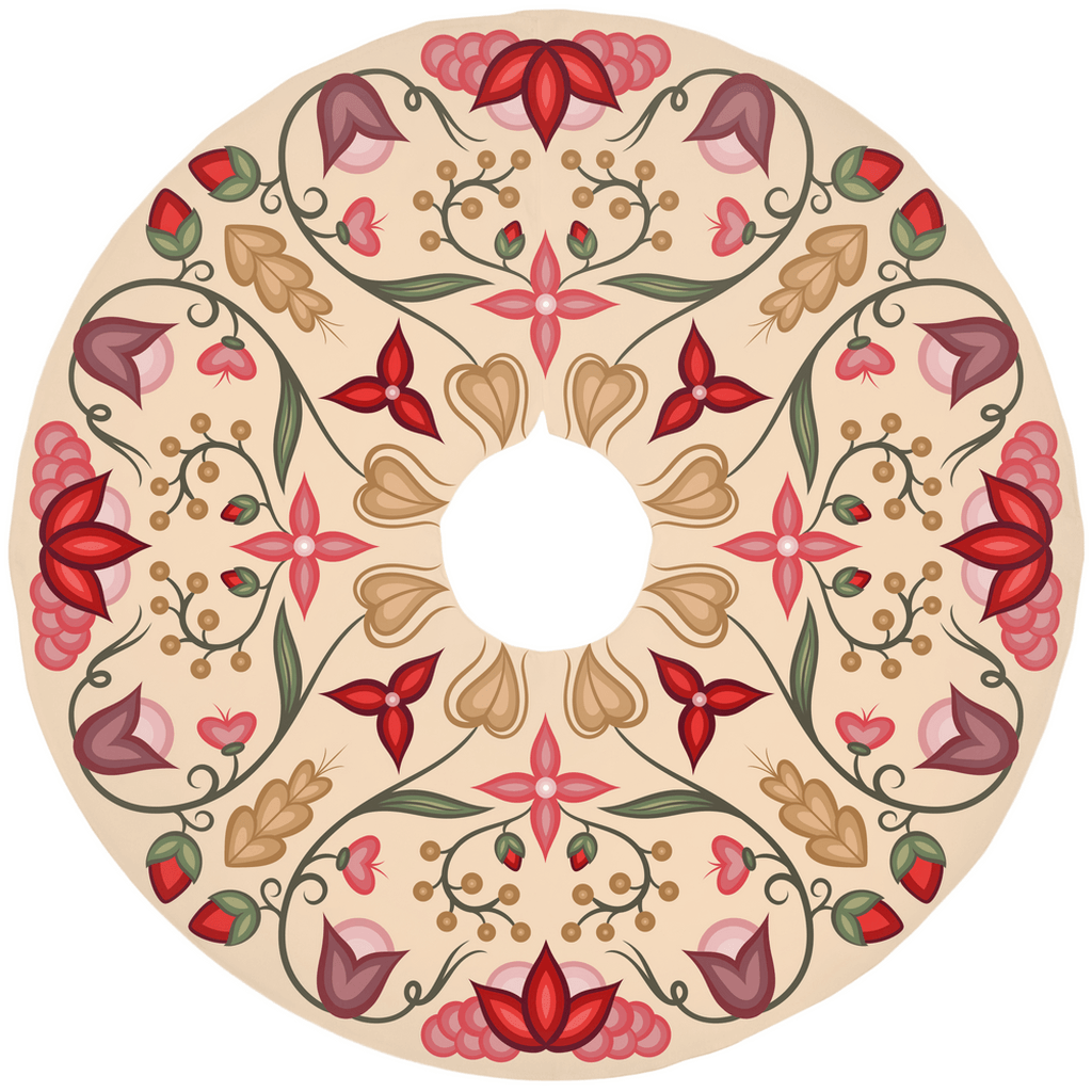 Warm & Cozy Ojibwe Floral Tree Skirt - Bizaanide'ewin