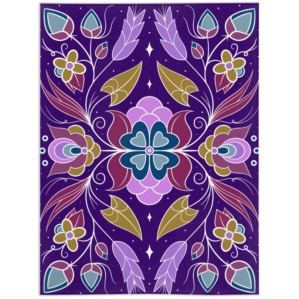 Witchy Ojibwe Floral Minky Blanket - Bizaanide'ewin